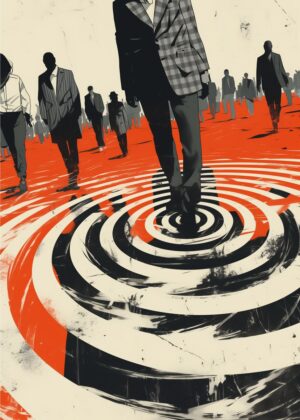 The Vortex of Conformity: A Striking Abstract Artwork - Premium Wooden Framed Poster. Ready to Hang.