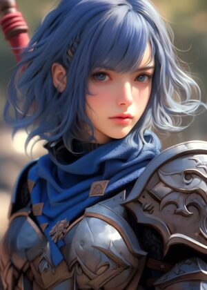 Sweet Valkyrie Angel: Digital Art Print - Premium Wooden Framed Poster. Ready to Hang.