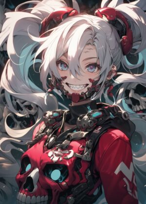 Cyberpunk Anime Girl Art Print - Premium Wooden Framed Poster. Ready to Hang.