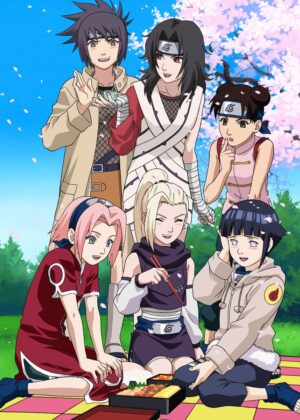 Anime Girls Enjoying a Spring Picnic - Premium Wooden Framed Poster. Ready to Hang.