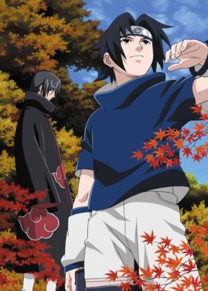 Uchiha Brothers: A Stunning Anime Artwork Print - Premium Wooden Framed Poster. Ready to Hang.