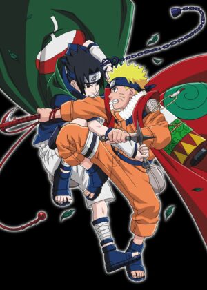 Naruto and Sasuke Anime Art Print - Premium Wooden Framed Poster. Ready to Hang.