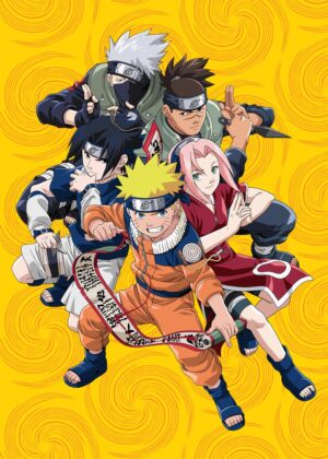 Naruto Team 7 & Kakashi Sensei Anime Art Print - Premium Wooden Framed Poster. Ready to Hang.