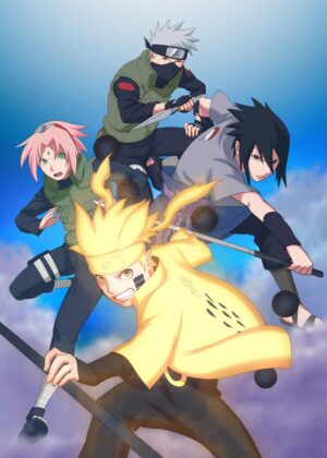 Team 7: Naruto Shippuden Artwork Print - Premium Wooden Framed Poster. Ready to Hang.