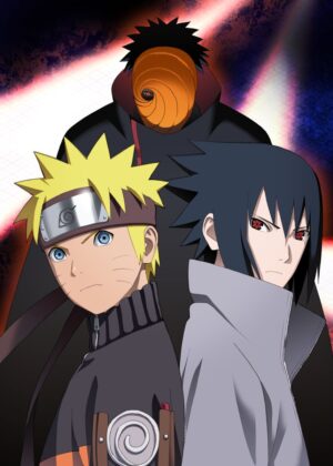 Naruto, Sasuke, and Obito: A Powerful Anime Trio - Premium Wooden Framed Poster. Ready to Hang.