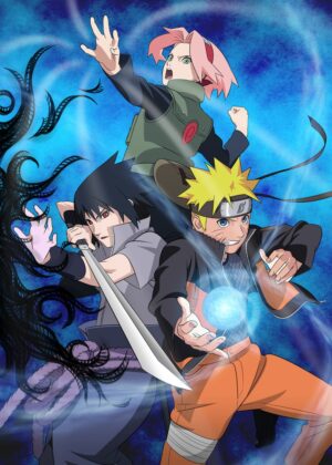 Naruto Team 7 Dynamic Group Fight Artwork - Premium Wooden Framed Poster. Ready to Hang.