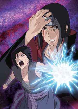 Sasuke and Itachi Uchiha: A Brother's Bond - Premium Wooden Framed Poster. Ready to Hang.