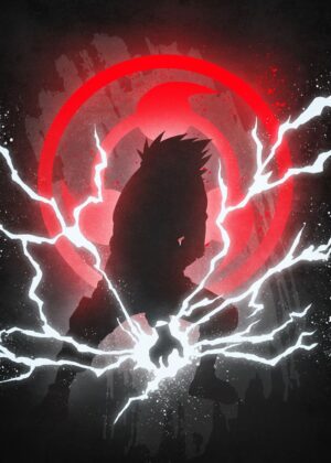 Kakashi Hatake: Lightning and Shadow Silhouette Art Print - Premium Wooden Framed Poster. Ready to Hang.