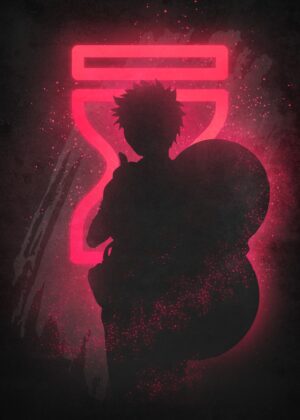 Gaara: Sand Silhouette Artwork - Premium Wooden Framed Poster. Ready to Hang.