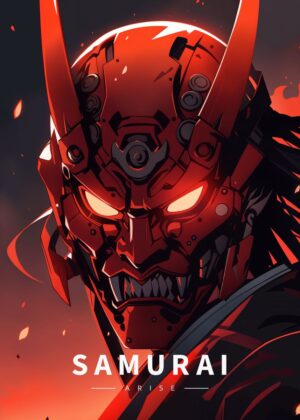 Red Samurai: Arise - Premium Wooden Framed Poster. Ready to Hang.