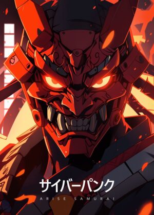 Cyberpunk Samurai: Arise - Premium Wooden Framed Poster. Ready to Hang.