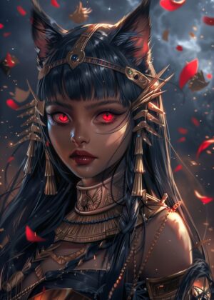 Cleopatra Anime Art Print: Egyptian Goddess of Beauty and Power - Premium Wooden Framed Poster. Ready to Hang.