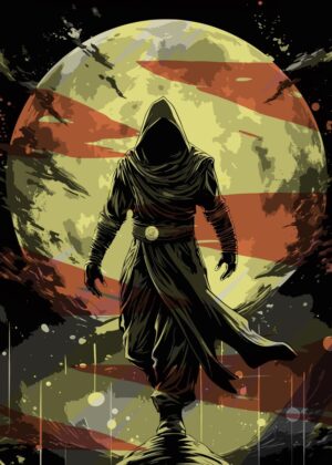 I Am Atomic: A Mysterious Figure in Space - Premium Wooden Framed Poster. Ready to Hang.