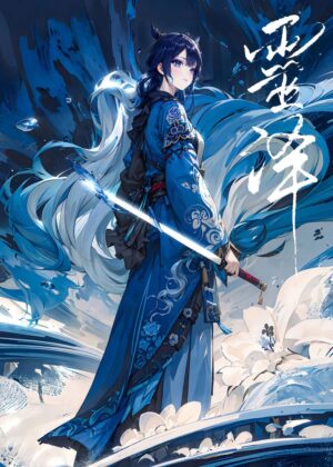 Blue Sea Samurai Girl Art Print - Premium Wooden Framed Poster. Ready to Hang.