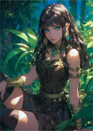 Anime Cleopatra: Enchanting Queen of the Nile - Premium Wooden Framed Poster. Ready to Hang.