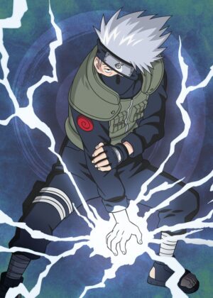 Kakashi Hatake Lightning Style Artwork - Premium Wooden Framed Poster. Ready to Hang.