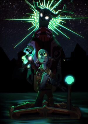 Mysterious Night Journey: A Digital Art Print - Premium Wooden Framed Poster. Ready to Hang.