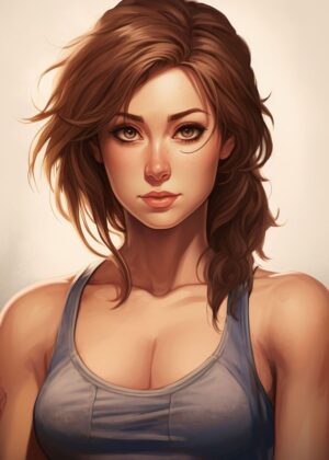Anime Girl Portrait: Digital Art Print - Premium Wooden Framed Poster. Ready to Hang.