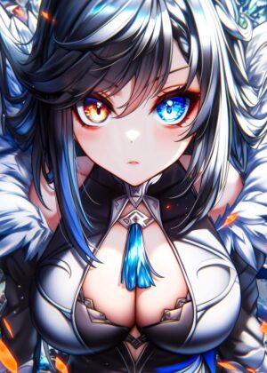 Anime Princess Yelana: A Stunning Digital Artwork - Premium Wooden Framed Poster. Ready to Hang.
