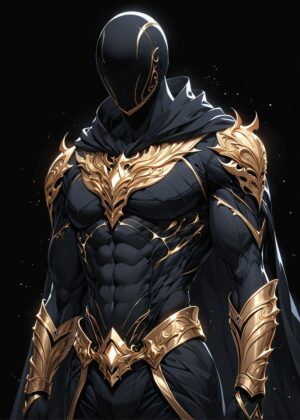 Golden Knight: Dark Fantasy Art Print - Premium Wooden Framed Poster. Ready to Hang.