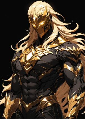 Golden Night: A Majestic Warrior Artwork - Premium Wooden Framed Poster. Ready to Hang.