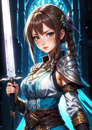 Dungeon Sorceress: Fantasy Art Print - Premium Wooden Framed Poster. Ready to Hang.