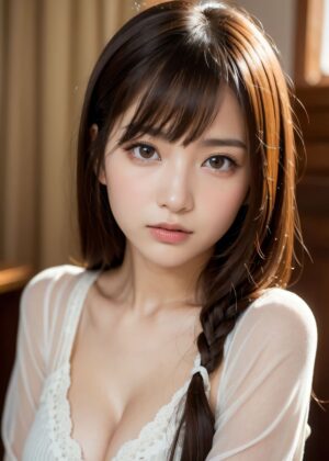 Stunning Portrait of a Young Woman - Premium Wooden Framed Poster. Ready to Hang.