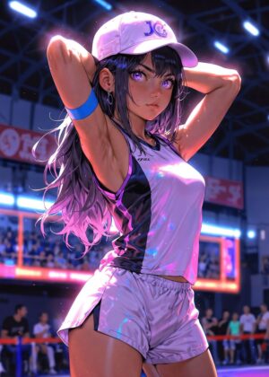 Anime Girl Tennis Player Art Print - Premium Wooden Framed Poster. Ready to Hang.