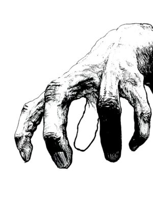 Reaching Out: A Striking Hand Illustration - Premium Wooden Framed Poster. Ready to Hang.