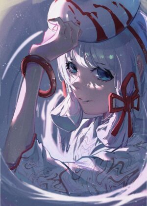 Snow Girl: Ethereal Anime Art Print - Premium Wooden Framed Poster. Ready to Hang.