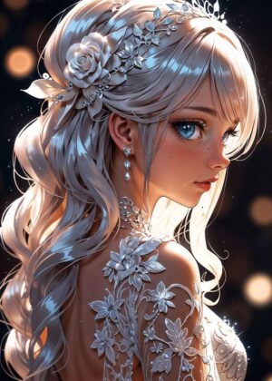 Innocent Grace: A Digital Painting of Exquisite Beauty - Premium Wooden Framed Poster. Ready to Hang.