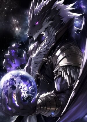 Majestic Galaxy Dragon: A Breathtaking Fantasy Artwork - Premium Wooden Framed Poster. Ready to Hang.