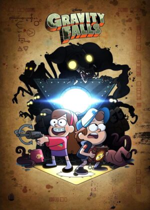 Mysterious Artwork Featuring Gravity Falls - Premium Wooden Framed Poster. Ready to Hang.