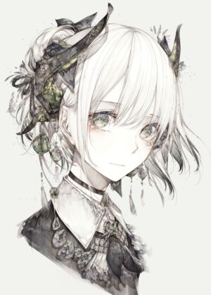 Ethereal Green Fairy Anime Girl Art Print - Premium Wooden Framed Poster. Ready to Hang.
