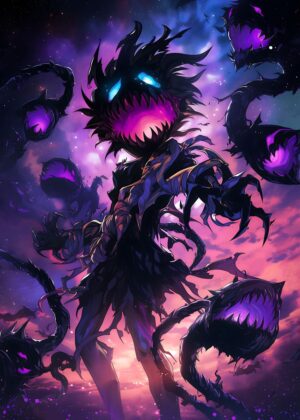 Gothic Demon Men: Dark Fantasy Artwork - Premium Wooden Framed Poster. Ready to Hang.
