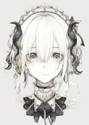 Green Snail Anime Girl Art Print - Premium Wooden Framed Poster. Ready to Hang.