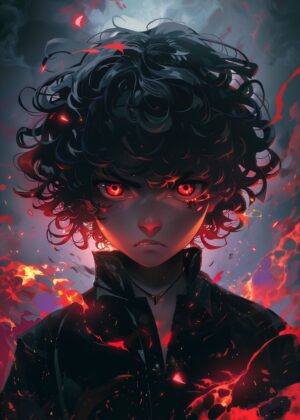 Angry Anime Boy Art Print - Premium Wooden Framed Poster. Ready to Hang.