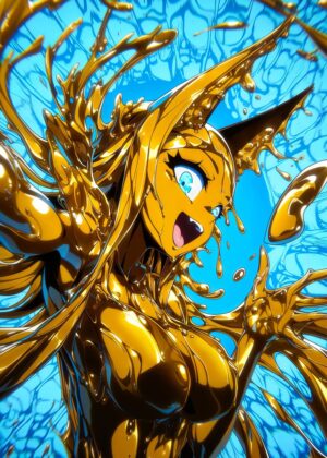 Anubis Golden Anime Girl Art Print - Premium Wooden Framed Poster. Ready to Hang.