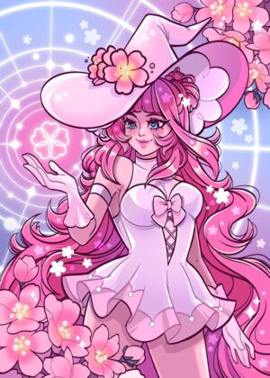 Sakura Witch: Enchanting Anime Art Print - Premium Wooden Framed Poster. Ready to Hang.