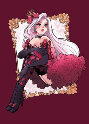 Red Queen: A Whimsical Fantasy Illustration - Premium Wooden Framed Poster. Ready to Hang.