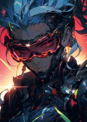Cyborg Girl Futuristic Art Print - Premium Wooden Framed Poster. Ready to Hang.