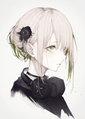 Emo Anime Gamer Girl Art Print - Premium Wooden Framed Poster. Ready to Hang.