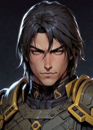 Fierce Anime Male Character Art Print - Premium Wooden Framed Poster. Ready to Hang.