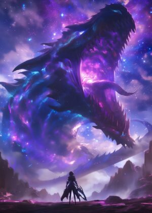 Demon Dragon World: A Fantasy Art Print - Premium Wooden Framed Poster. Ready to Hang.