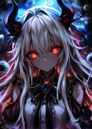 Gothic Grunge Girl Anime Art Print - Premium Wooden Framed Poster. Ready to Hang.
