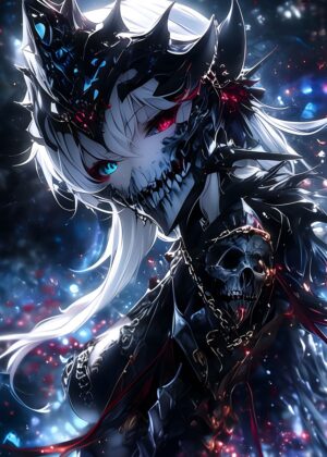 Crystal Black Anime Girl Art Print - Premium Wooden Framed Poster. Ready to Hang.