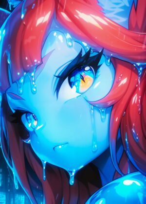 Redhead Slimegirl: Digital Art Print - Premium Wooden Framed Poster. Ready to Hang.