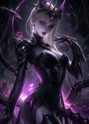 Gothic Darkness Queen: Dark Fantasy Art Print - Premium Wooden Framed Poster. Ready to Hang.