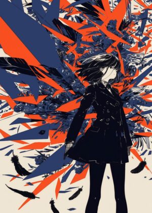 Abstract Anime Girl Art Print: Abnormal Core - Premium Wooden Framed Poster. Ready to Hang.