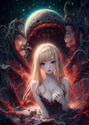 Darkness Psycho Creature: A Fantasy Art Print - Premium Wooden Framed Poster. Ready to Hang.